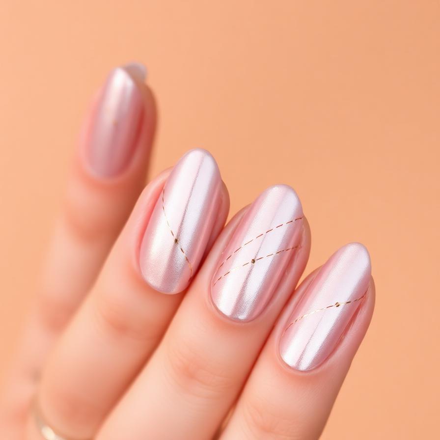 Nail art con detalles metálicos
